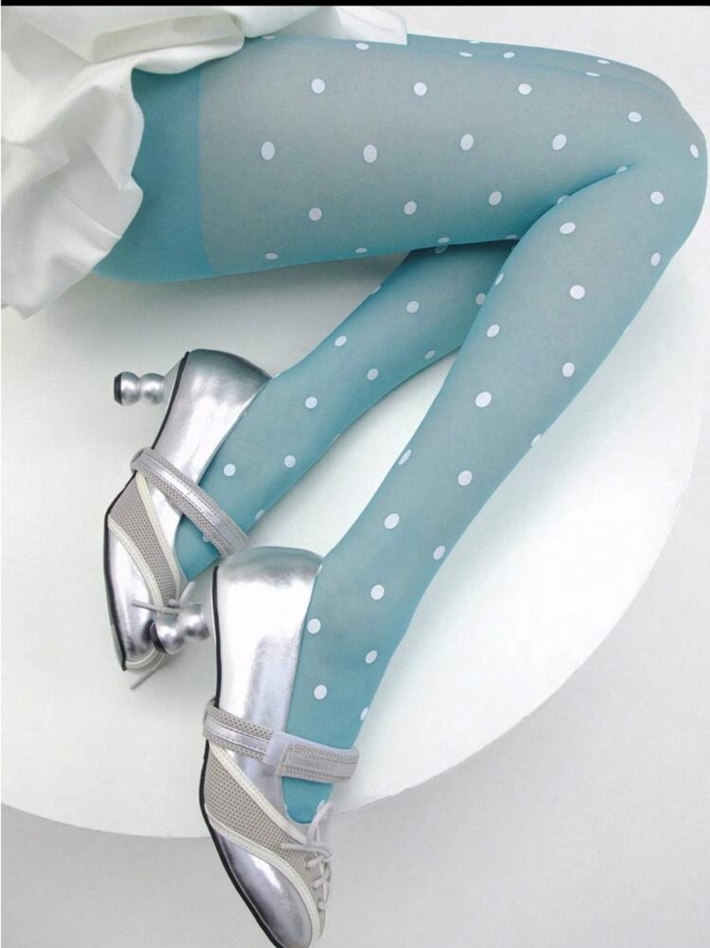 Light Blue Polka Dot Tights